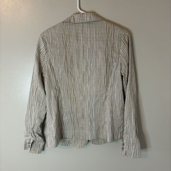 Cabi Plaid Jacket Blazer Tan Beige Textured Crinkle Style 346 Sz Medium - Picture 6 of 7